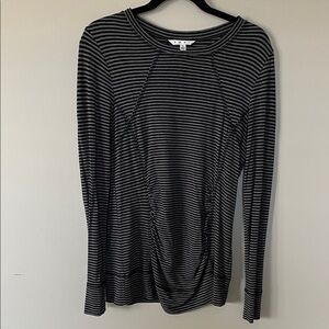 Cabi Charcoal and Black Striped Long Sleeve Top